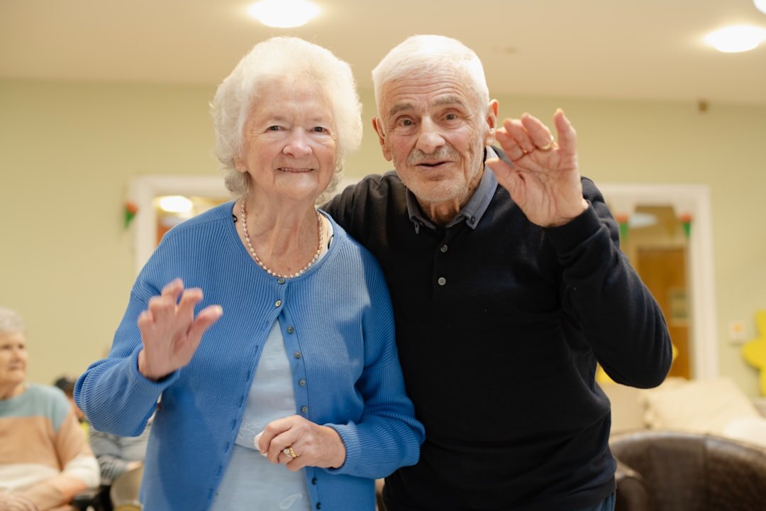 elderly club members smiling