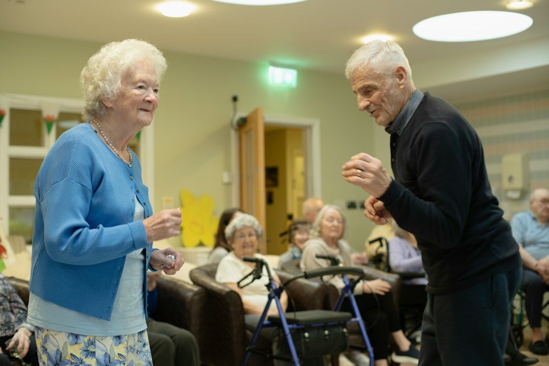 senior people exercising together