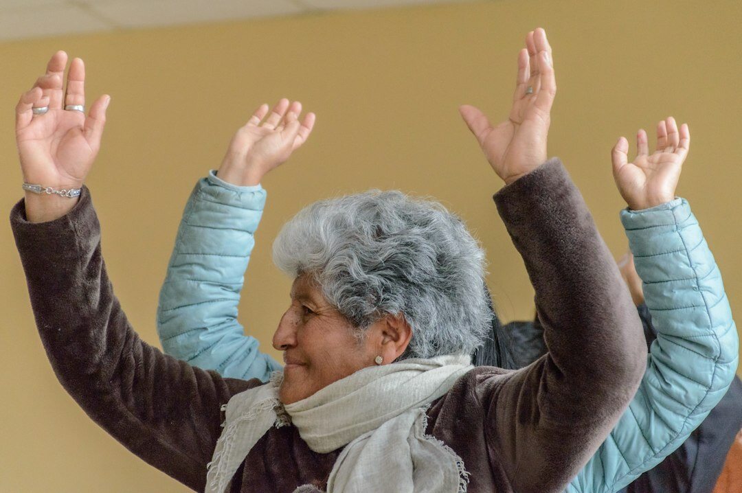 seniors doing light exercise
